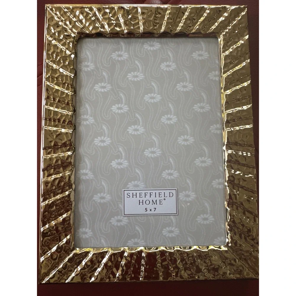 Sheffield Home Gold Hammered Pleated Picture Frame 5x7 7P25-57B GLD/Chunky/Glam